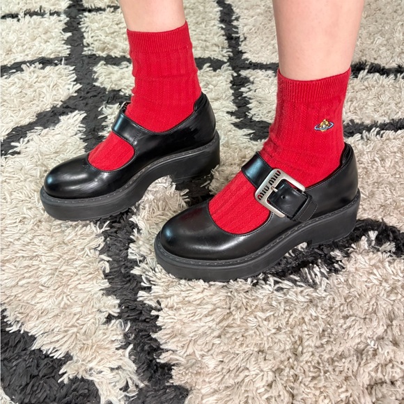 Miu Miu Shoes - Miu Miu Black Platform Mary Jane Shoes with Buckle - Women's